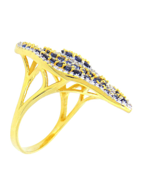 

Tistabene Gold-Plated Blue Stone-Studded Contemporary Cocktail Ring