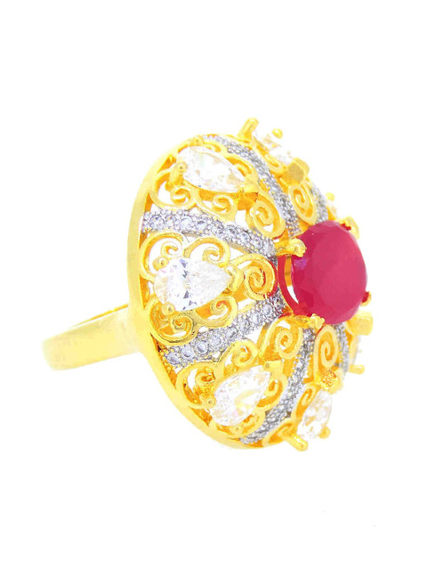 

Tistabene Red Gold-Plated Traditional Cocktail Ring