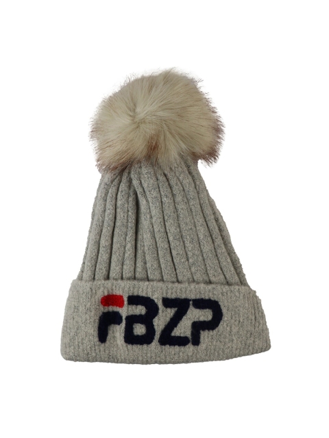 

Bunnywave Women Grey & Beige Self Design Beanie Cap