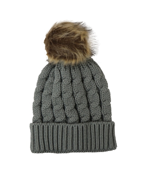 

Bunnywave Women Grey Solid Self Design Beanie