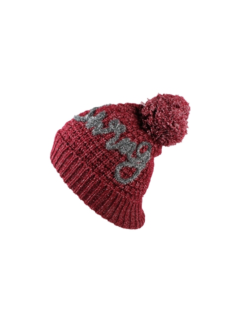

Bunnywave Women Maroon Pom Pom Detailed With Fur Inside Woolen Beanie