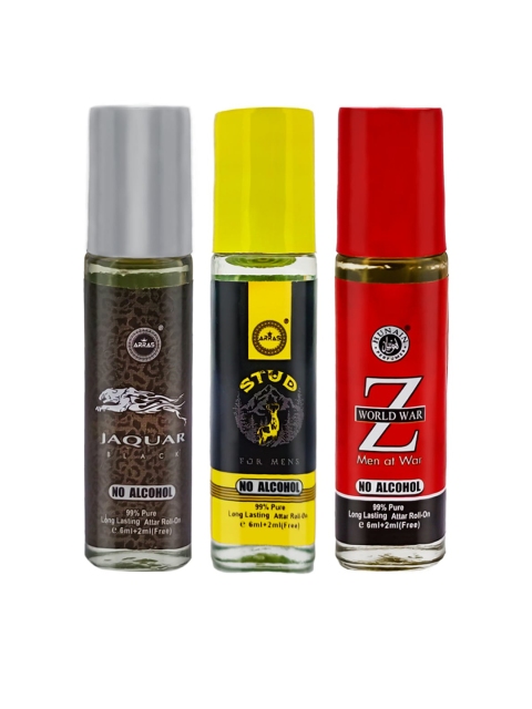

Arras Set of Jaquar Black - Stud - Z World War Non-Alcoholic Roll-On Perfumes, Red