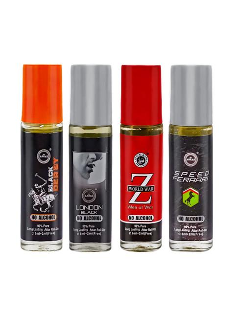 

Arras Set of 4 Non-Alcoholic Long-Lasting Roll-On Perfumes - 8 ml Each, Red