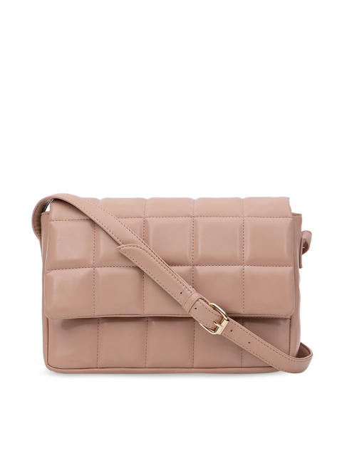 

NUFA Nude-Coloured PU Structured Quilted Sling Bag