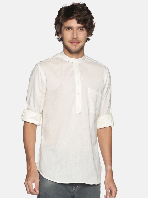 

Saffron Threads Men Off White Short Kurta
