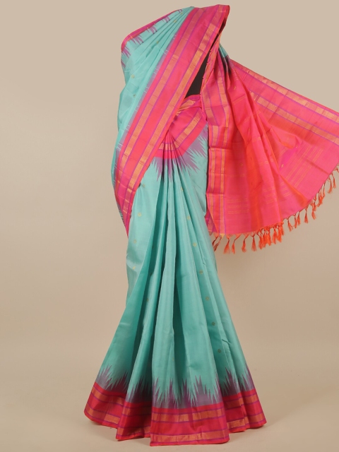 

Pothys Blue & Fuchsia Zari Pure Silk Saree