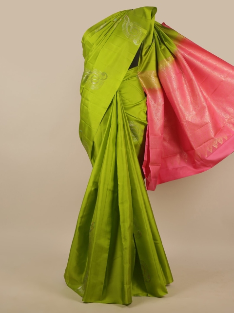 

Pothys Women Green & Pink Woven Design Pure Silk Saree