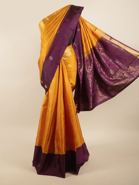 

Pothys Yellow & Magenta Ethnic Motifs Zari Pure Silk Saree