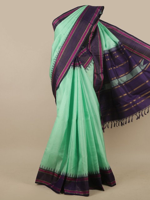 

Pothys Green & Purple Zari Pure Silk Saree