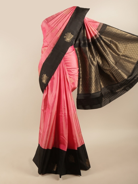 

Pothys Pink & Black Pure Silk Saree