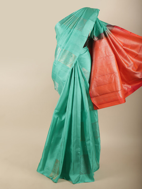 

Pothys Blue & Red Woven Design Pure Silk Saree