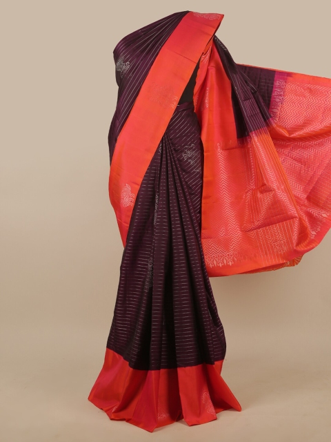 

Pothys Purple & Coral Ethnic Motifs Pure Silk Saree