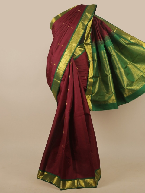 

Pothys Brown & Green Ethnic Motifs Zari Pure Silk Saree