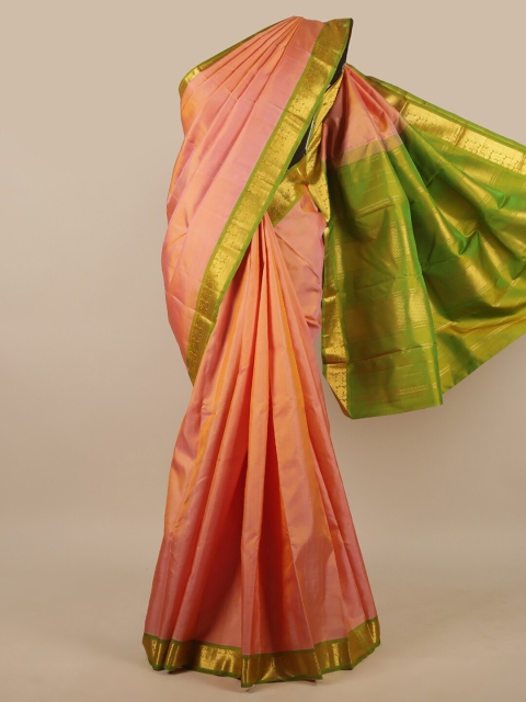 

Pothys Peach-Coloured & Green Pure Silk Saree