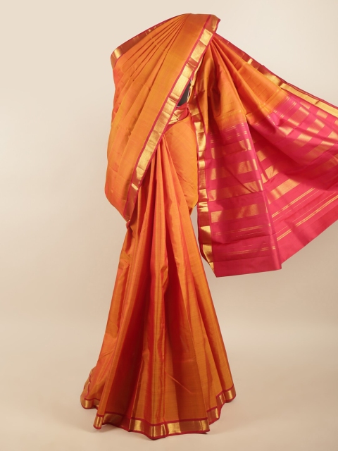 

Pothys Orange & Magenta Woven Design Pure Silk Saree