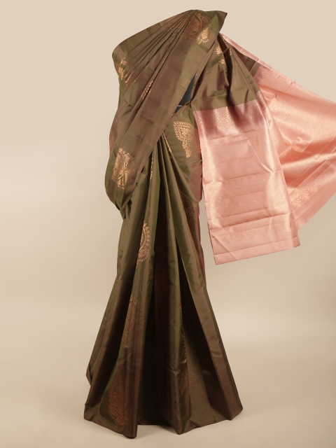 

Pothys Green & Peach-Coloured Ethnic Motifs Pure Silk Saree
