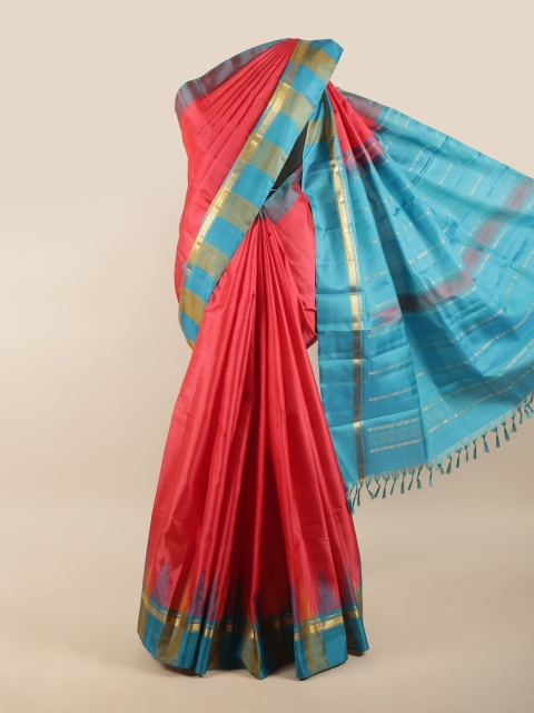 

Pothys Red & Blue Woven Design Zari Pure Silk Saree