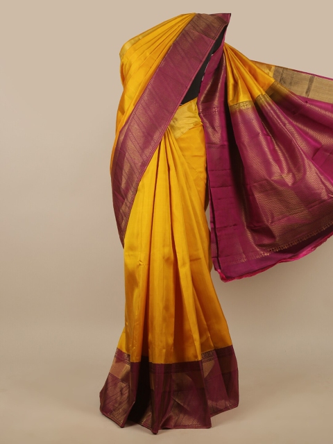 

Pothys Yellow & Magenta Woven Design Pure Silk Saree