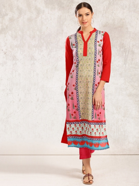 

Anouk Women Red & Pink Printed Straight Kurta