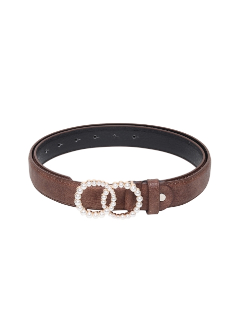 

Swiss Design Women Brown PU Belt with Push Pin Closure