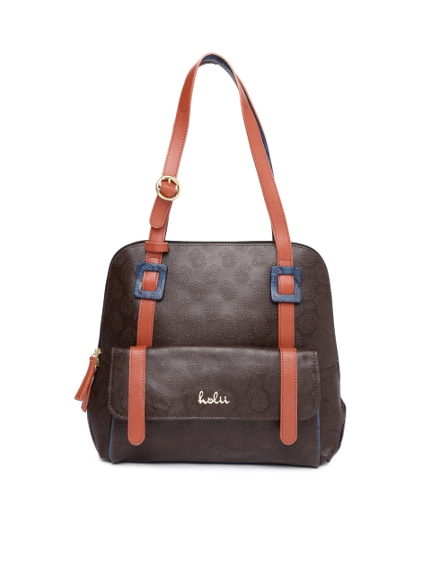 

Holii Brown Textured Genuine Leather Shoulder Bag