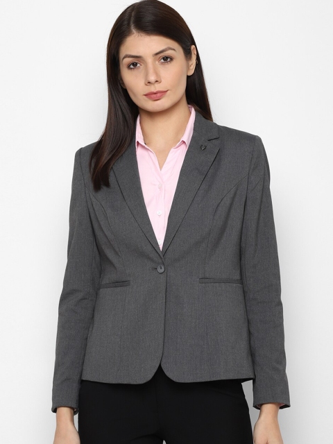 

Allen Solly Woman Women Grey Solid Single-Breasted Blazer