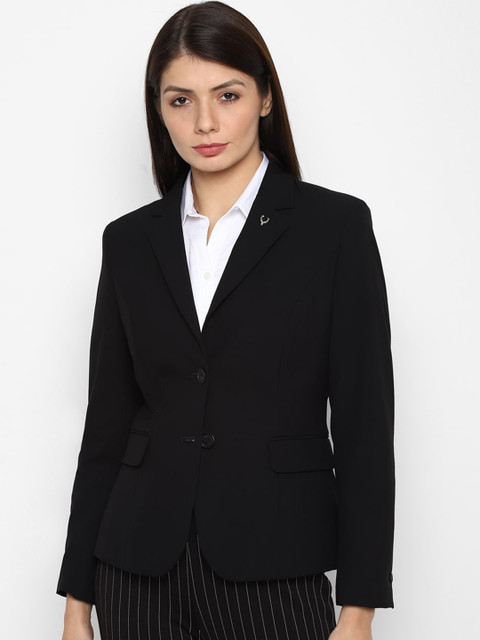 

Allen Solly Woman Black Solid Single-Breasted Blazer