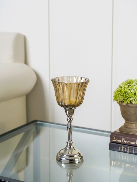

Pure Home and Living Silver-Toned & Brown Glass Votive Holders