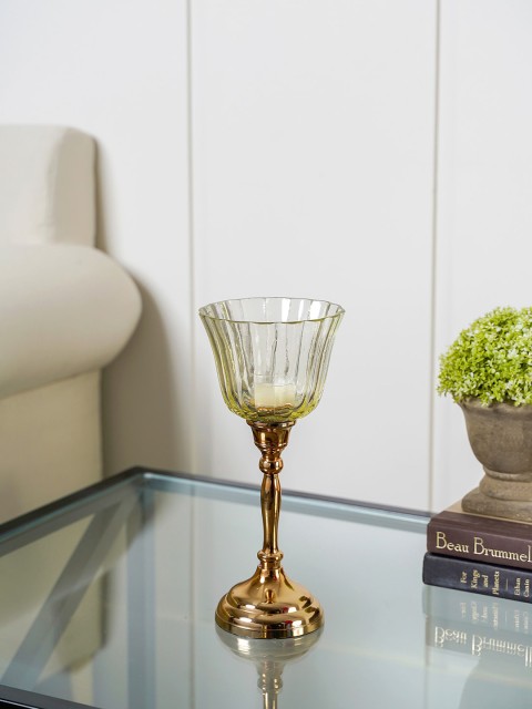 

Pure Home and Living Gold-Toned Clear Glass Candle Holder