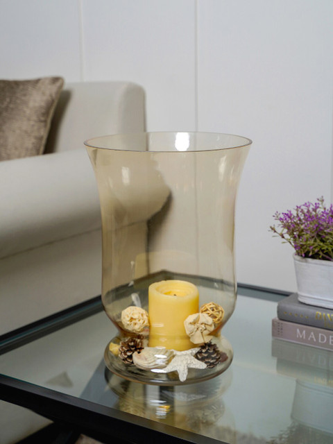 

Pure Home and Living Yellow Medium Light Amber Urn Shape Hurricane