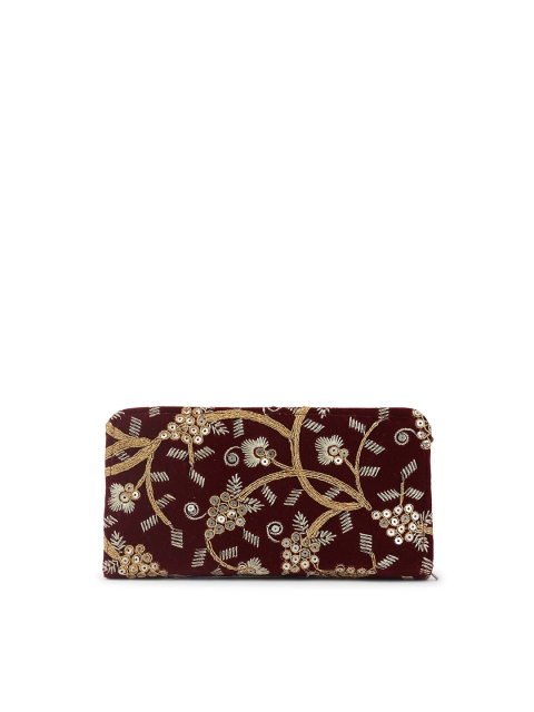 

gaura pakhi Brown Embroidered Embellished Purse Clutch