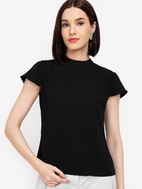 

ZALORA WORK Women Recycled Polyester Black High Neck Top