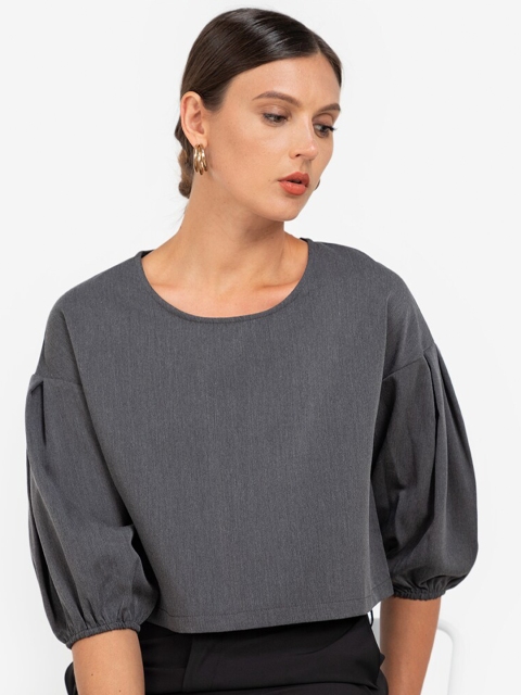 

ZALORA WORK Grey Crop Top