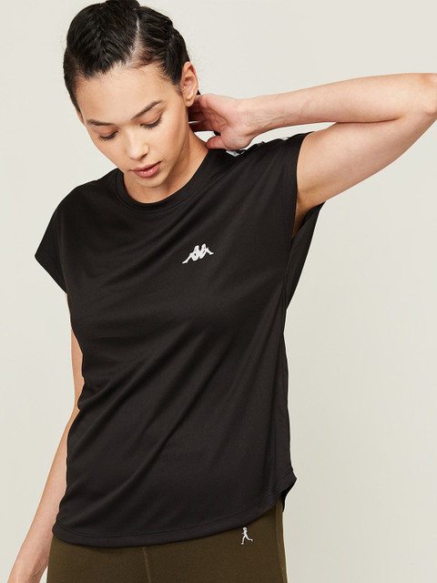

Kappa Women Black V-Neck T-shirt