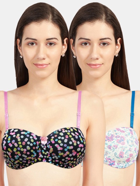 

Sonari Purple & Blue Floral Set of 2 Bra Underwired Heavily Padded Push-Up Bra