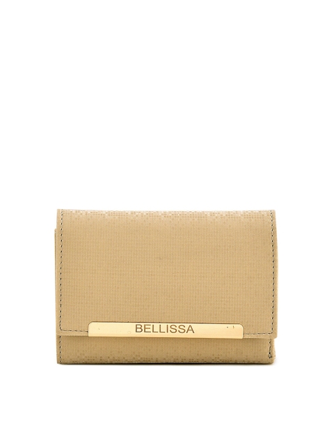 

Bellissa Women Cream-Coloured & Gold-Toned Textured Three Fold Wallet