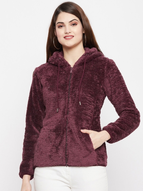 

Octave Women Maroon Hooded Sweatshirt