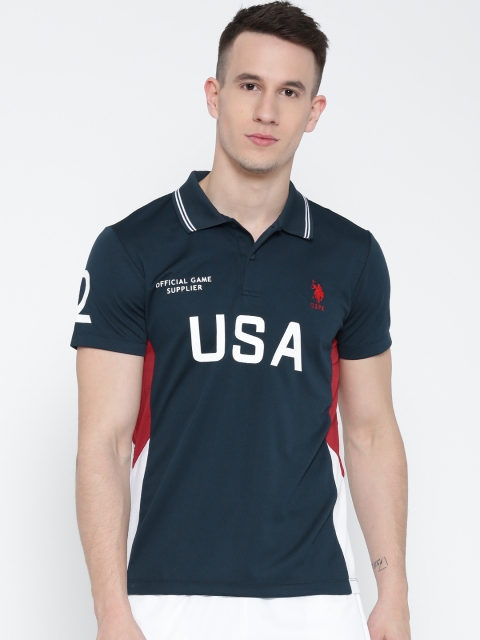 

U.S. Polo Assn. Men Navy Printed Polo T-shirt, Navy blue
