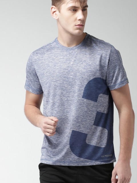 

U.S. Polo Assn. Men Blue Printed Round Neck T-shirt
