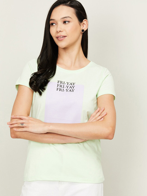 

Fame Forever by Lifestyle Green Print Pure Cotton Top