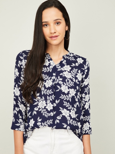 

Fame Forever by Lifestyle Navy Blue & White Floral Print Top