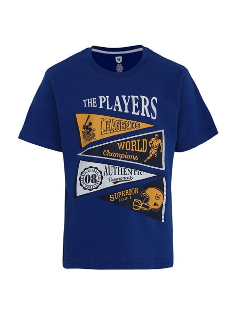 612 league Boys Blue Typography Printed T-shirt