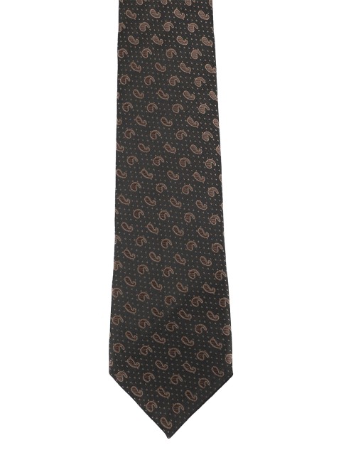 

Alvaro Castagnino Men Black & Brown Woven Design Skinny Tie