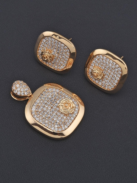 

Tistabene Gold-Plated & White Floral Designer Pendant Set