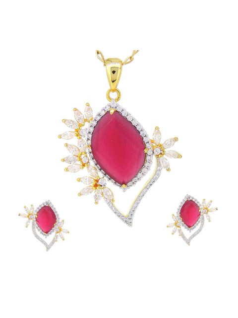 

Tistabene Red & Gold-Toned Floral Designer Pendant Set