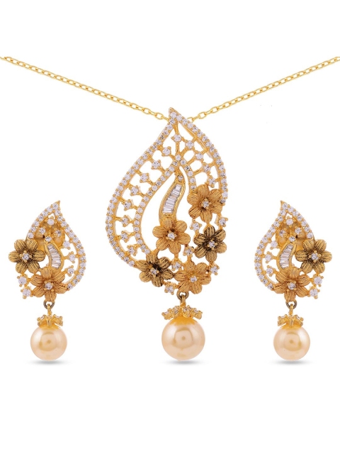 

Tistabene Gold-Toned & Plated Floral Antique Pendant Set