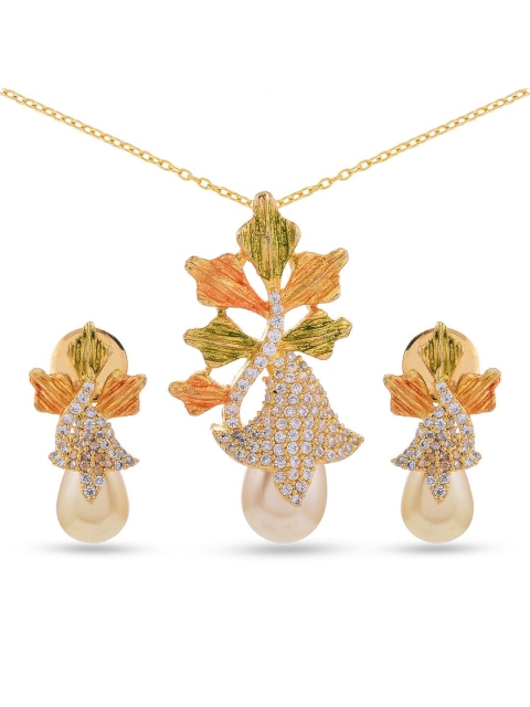 

Tistabene Gold-Toned & Plated Floral Antique Pendant Set