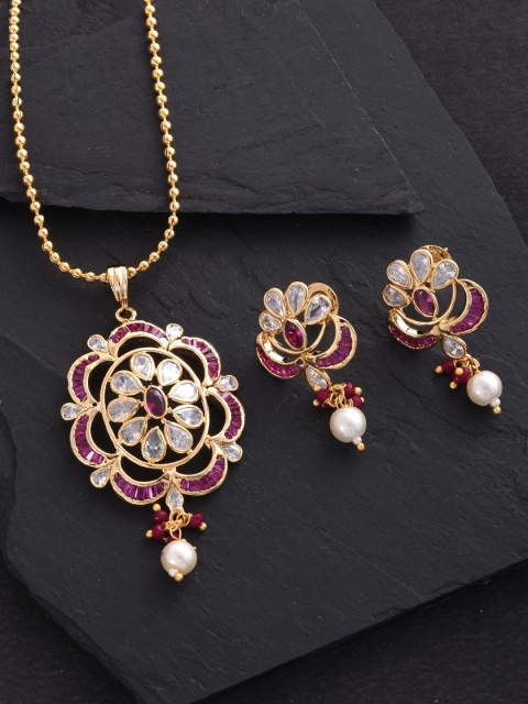 

Tistabene Red & Gold Toned Designer Pendant Set