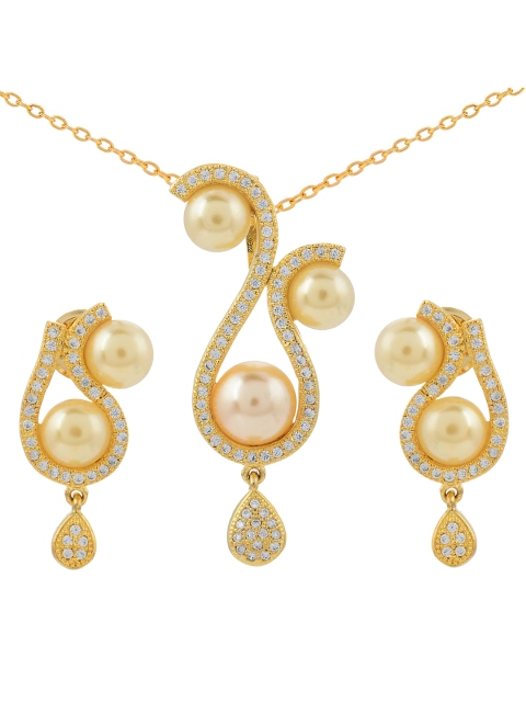 

Tistabene Gold-Toned & White Pearl Studded Pendant Set