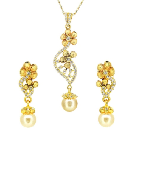 

Tistabene White Gold Plated Floral Antique Pendant Set